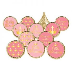 DISTINCTIVS Pink Gold Princess Theme Baby Shower Favor Stickers Review